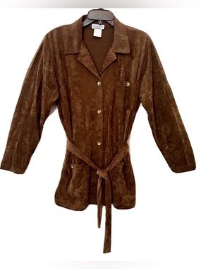 Fashion Formulas Vintage Womens M Faux Suede Tie Y2K Jacket Cargo Pockets QVC